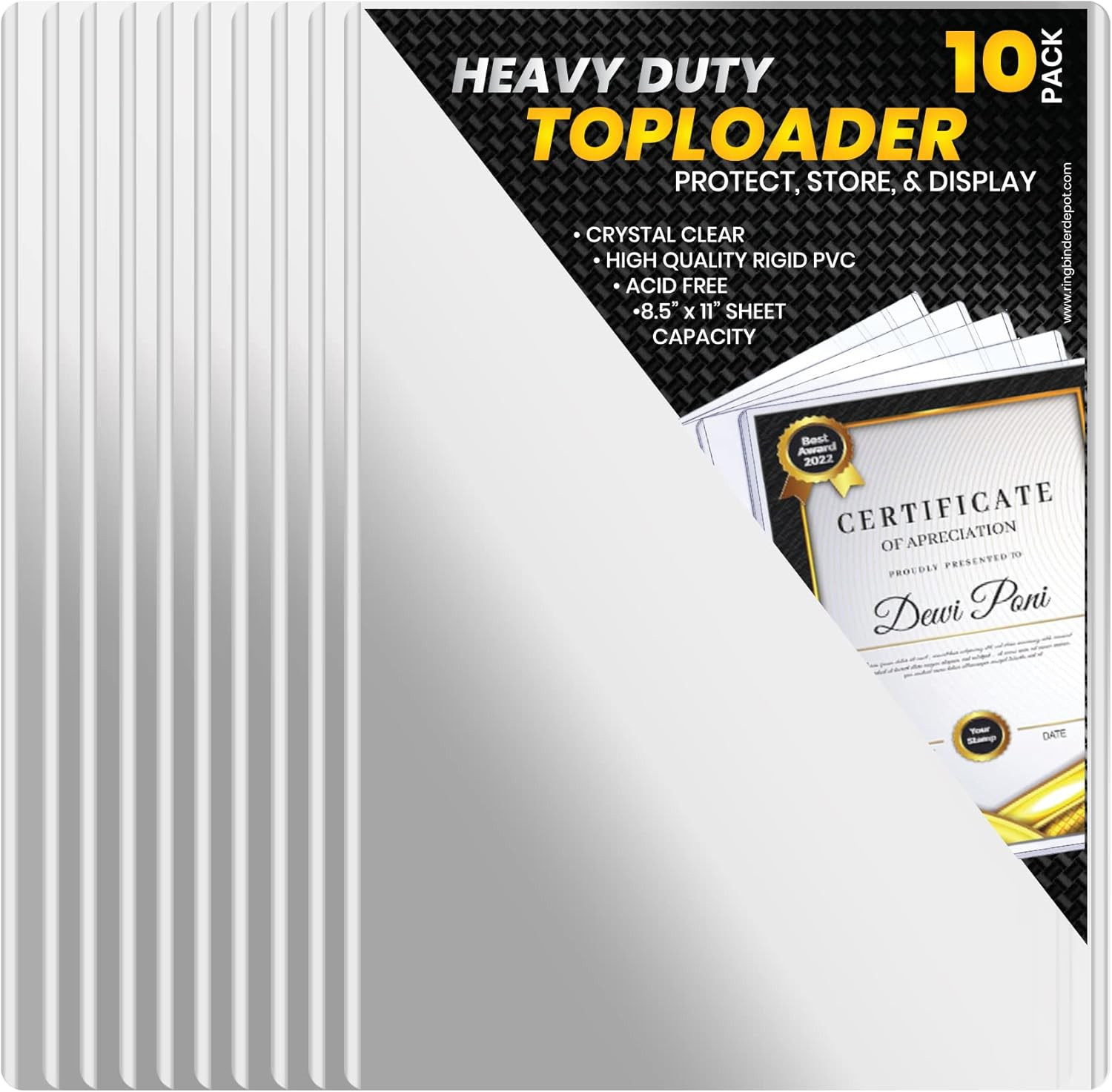 Heavy Duty Rigid Crystal Clear Toploader 8.5″ x 11″ Photos and Documents 10 Pack