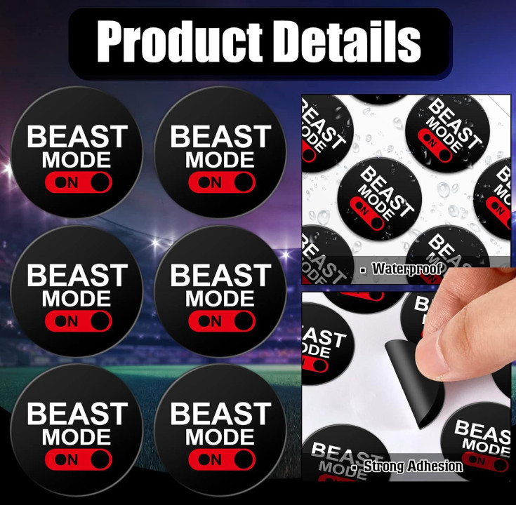 200 Pcs “BEAST MODE” Football Helmet Stickers 1-1/8 inches Self Adhesive