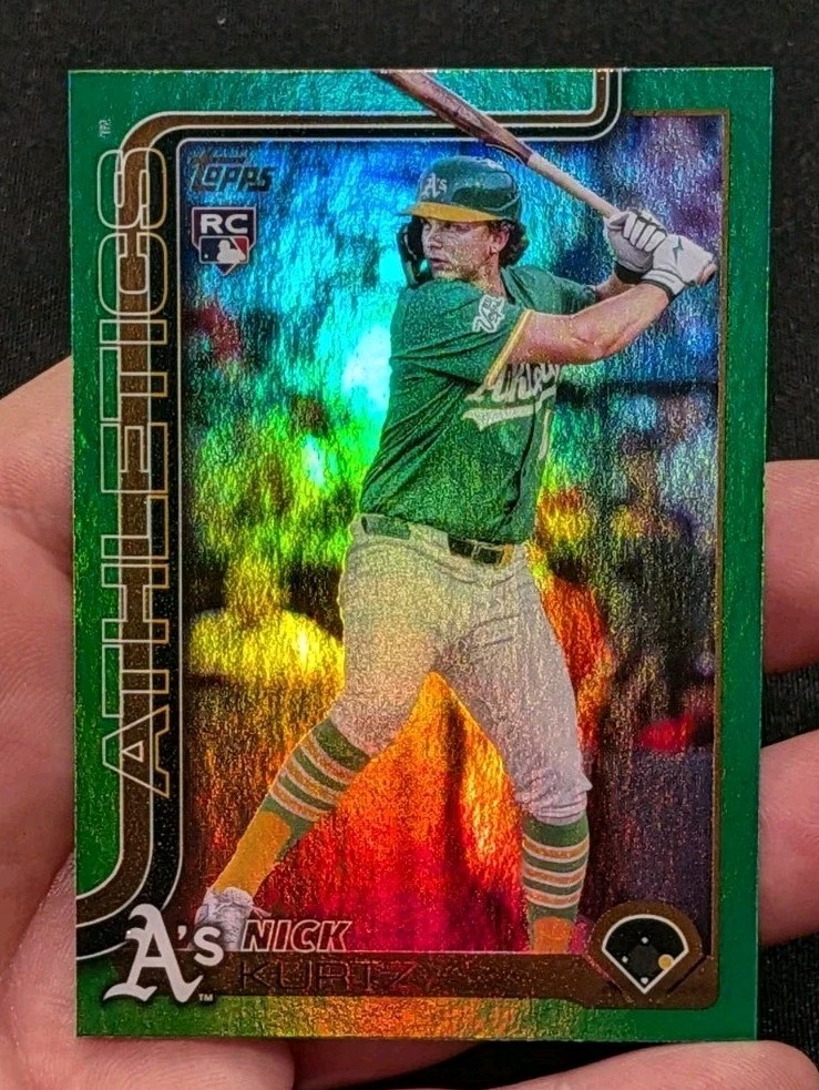 2025 Topps Nick Kurtz ROOKIE /99 GREEN RAINBOW FOIL Refractor RC US201 Athletics