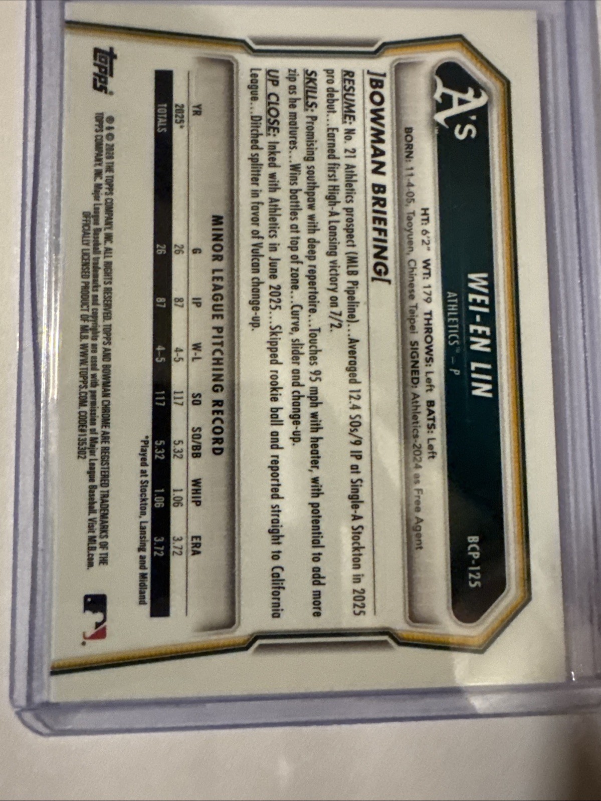 2026 Bowman Wei-En Lin 1st /10 Black X-Fractor Geometric Athletics BCP-125