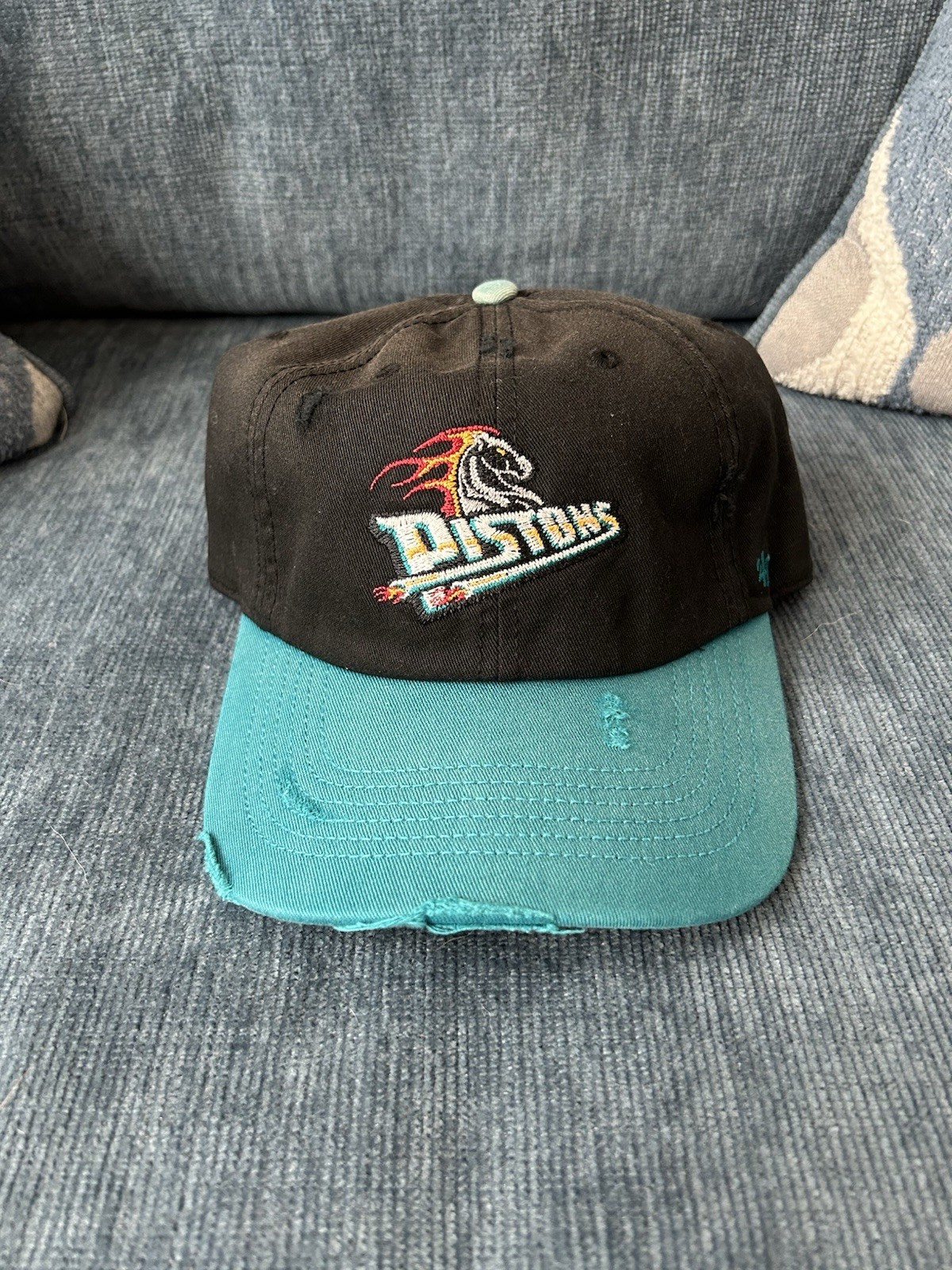 NBA Detroit Pistons Vintage Distressed Cap Hat ’47 Brand 90s Logo Cunningham