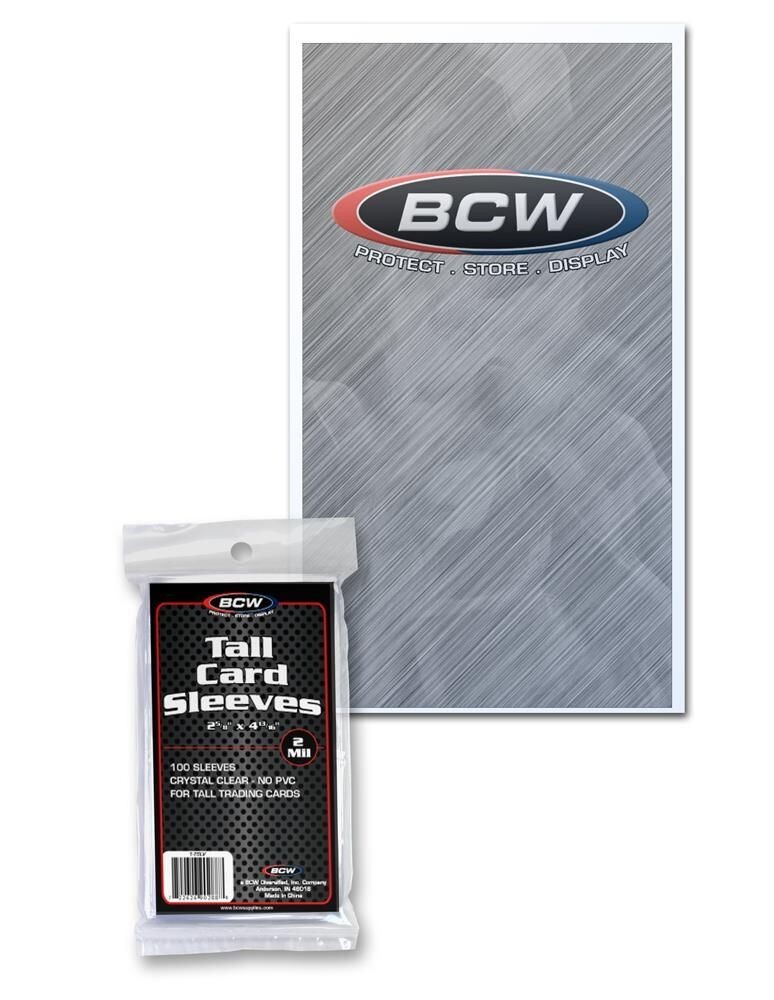 100 BCW Tall Card Sleeves 2 5/8 X 4 13/16 Fit Into Topload Basketball Star War