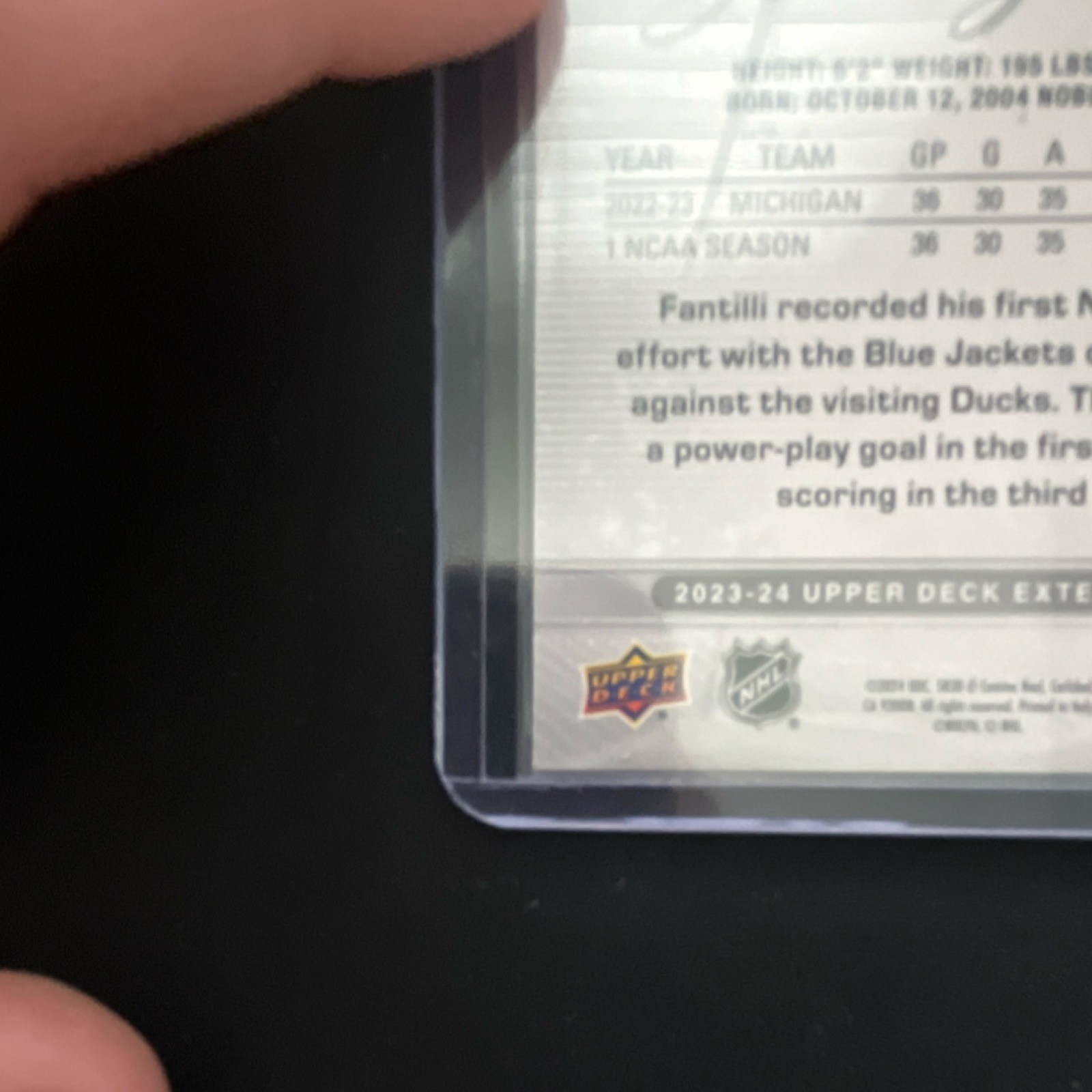 Upper Deck 2023-24 Young Guns Adam Fantilli #711 Rookie Columbus Blue Jackets