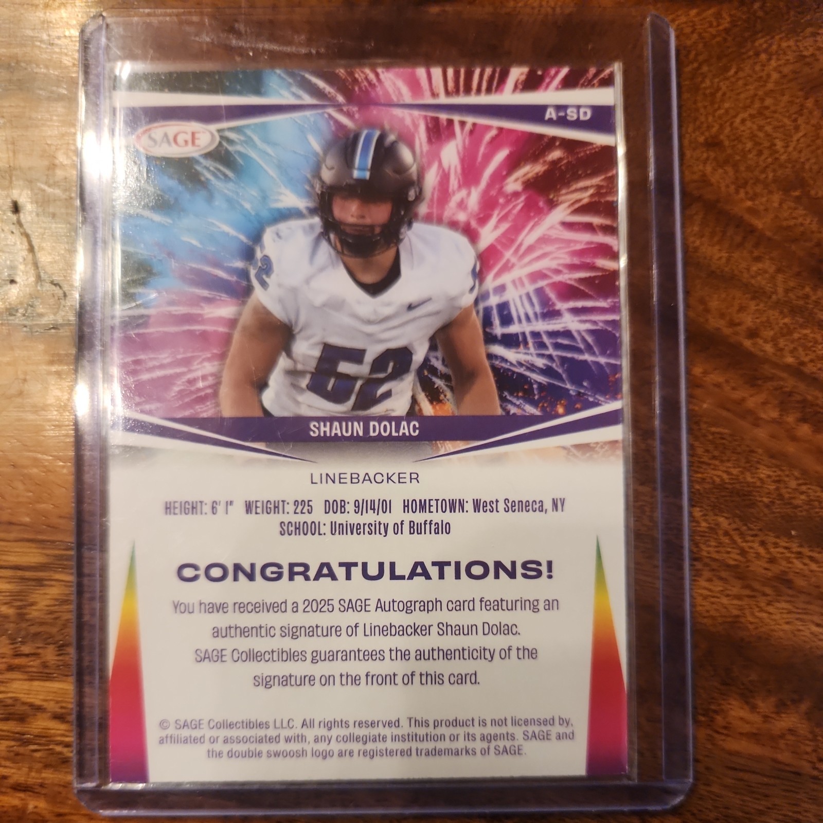 2025 Sage High Series – Autographs Shaun Dolac #A-SD Blue (AU, RC)