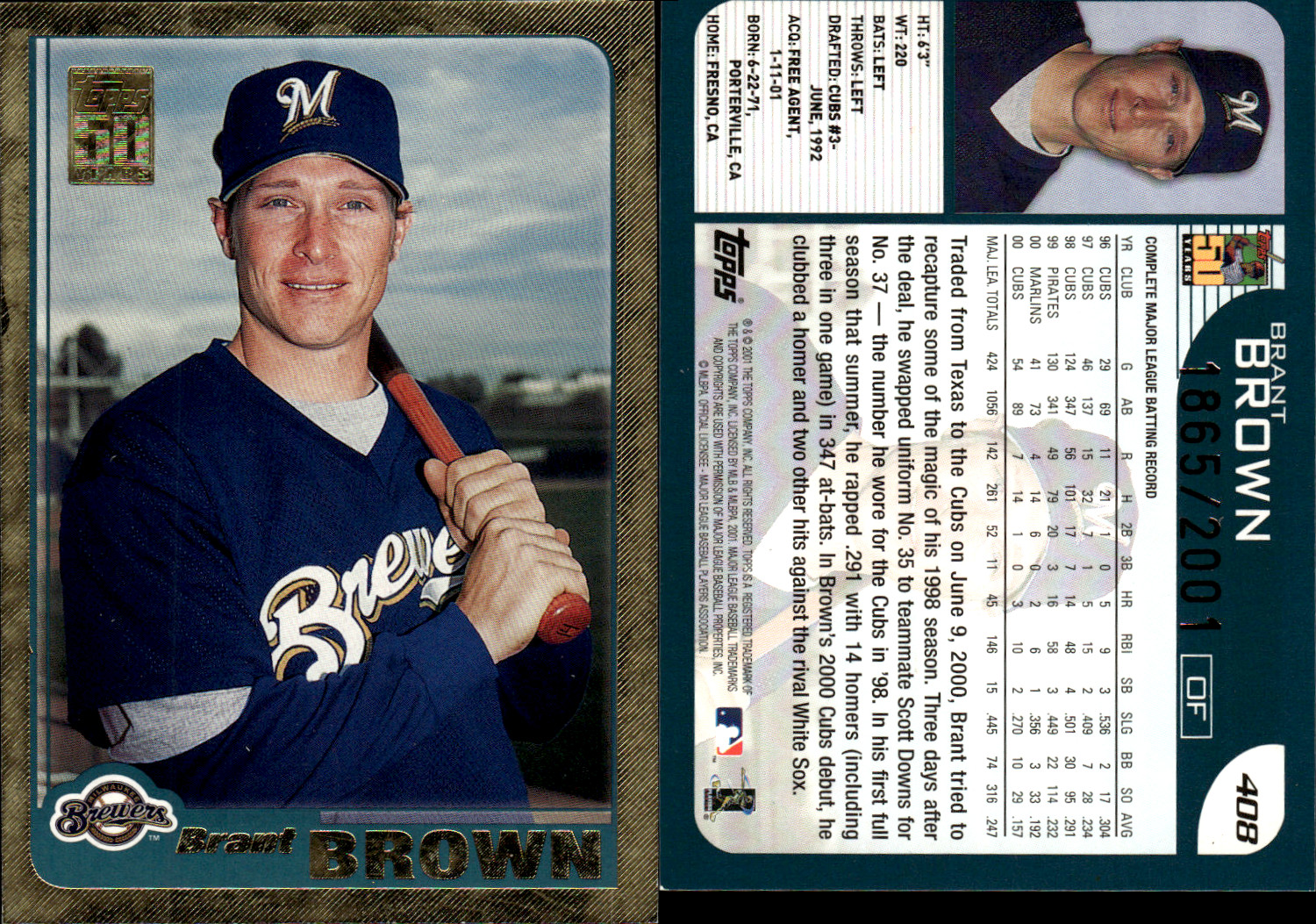 2001 Topps Series 2 – Gold Parallels /2001 (#407-791) ~ Choose Your Card