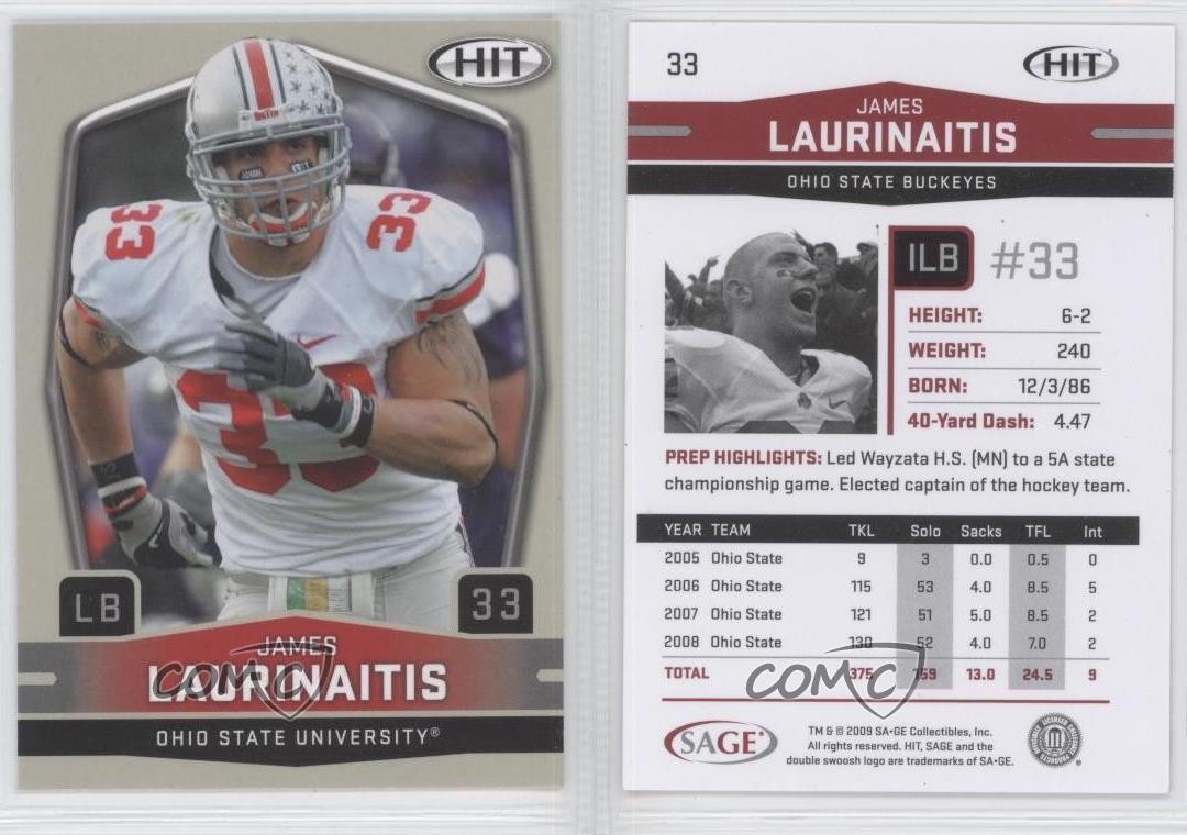 2009 SAGE Hit James Laurinaitis #33 Rookie RC 0c4