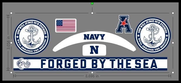 Navy Midshipmen Mini Helmet Alternative Decals featuring the iconic achor