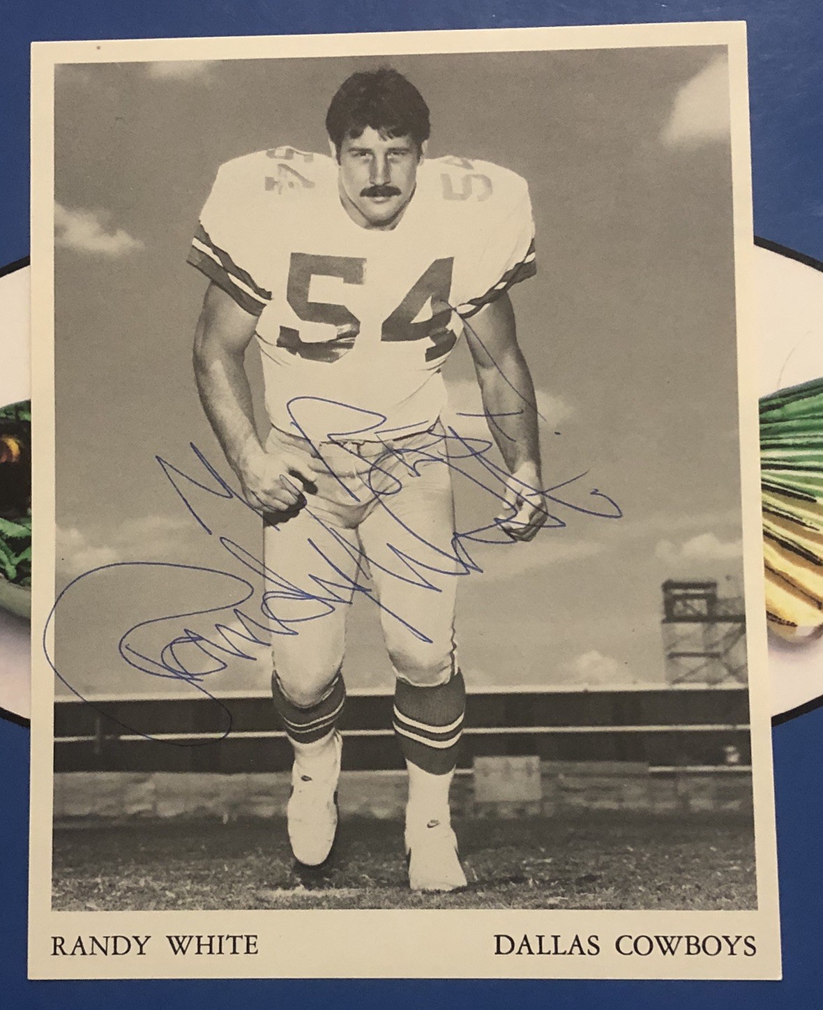 Randy White HOF Cowboys B&W Autographed Photo Approx 4 1/4 Inch X 5 1/2 Inch