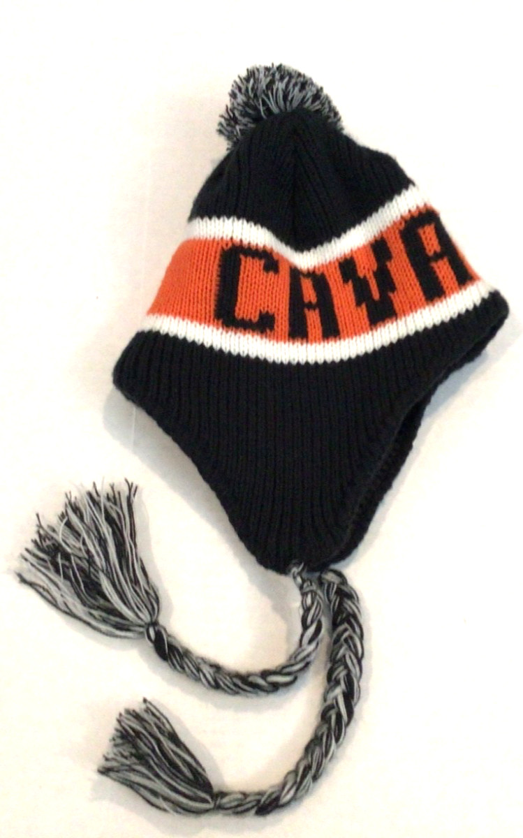 University of VA Cavaliers Knit Pom Ear Flap Beanie Stocking Cap EUC