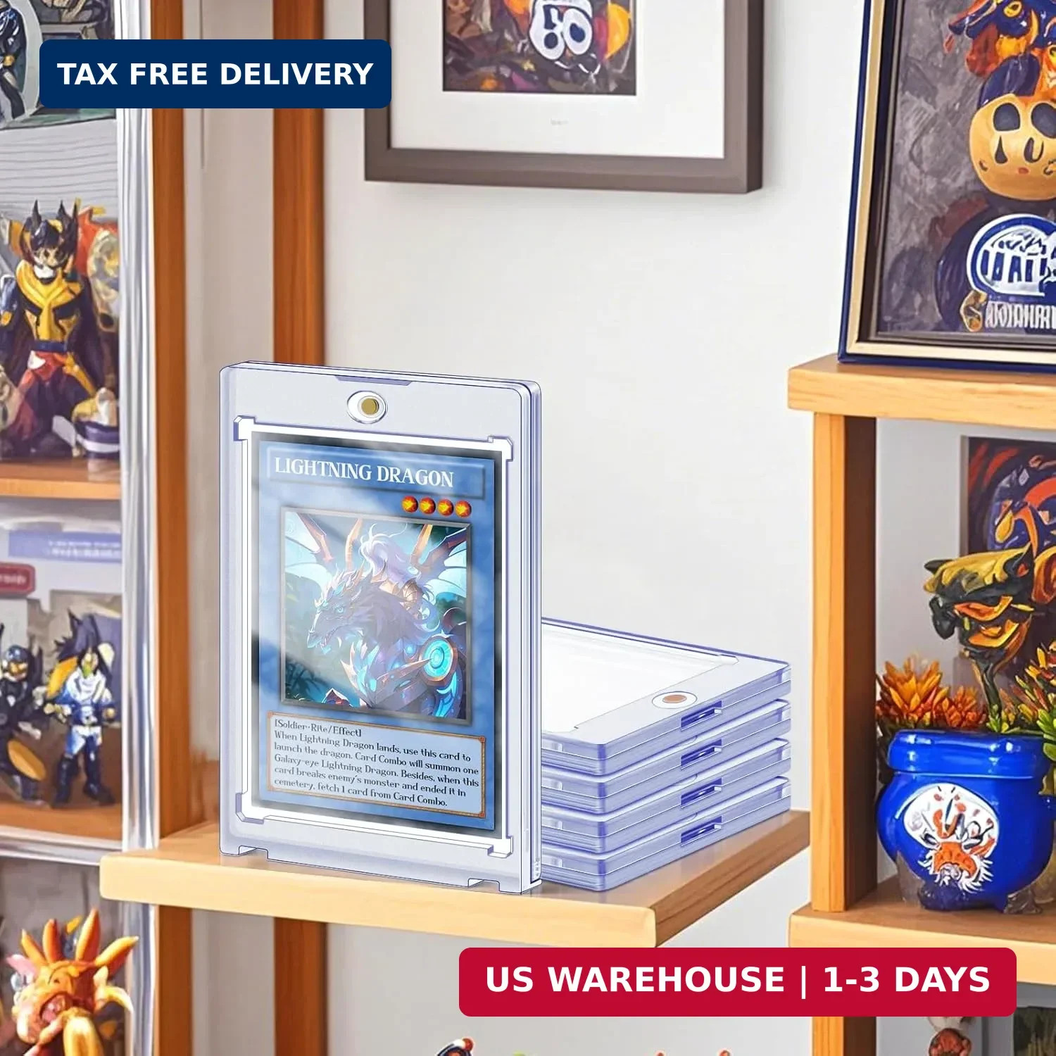 5 ct Magnetic Card Holders for Trading Cards, 35 pt Hard Cards Sleeves Case Fit