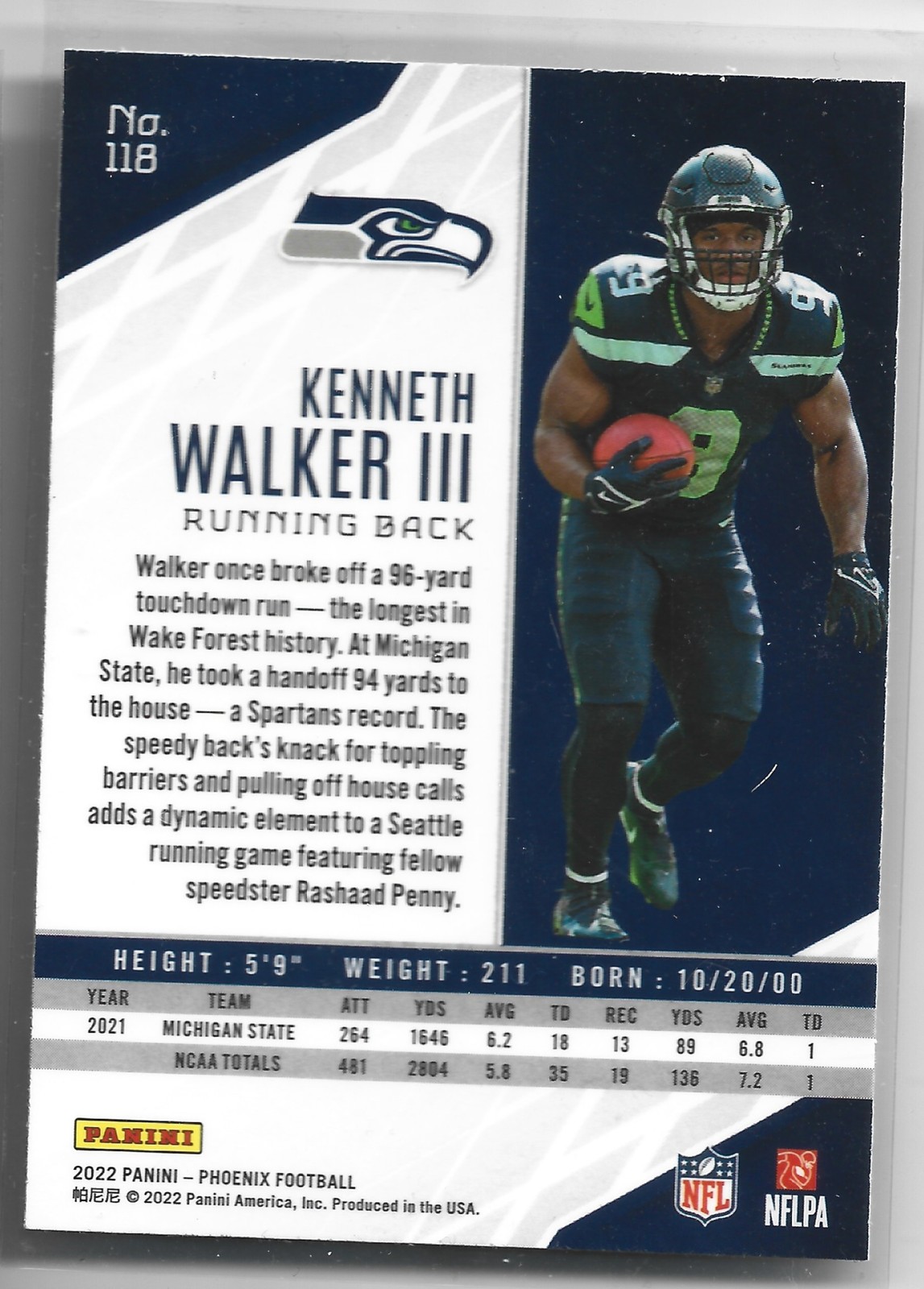 2022 Panini Phoenix #118 Kenneth Walker III