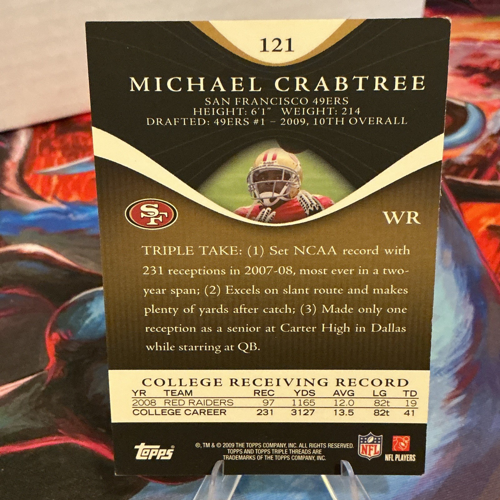 Topps 2009 Triple Threads Michael Crabtree Rookie Auto MEM Emerald #121 /20
