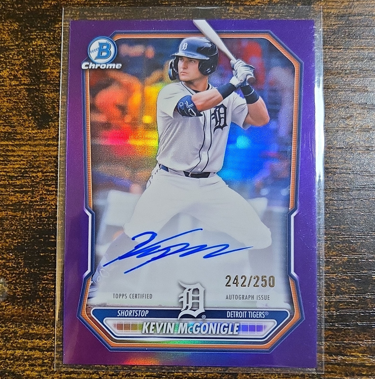 2026 Bowman Chrome Kevin McGonigle Tigers Purple Refractor Auto /250