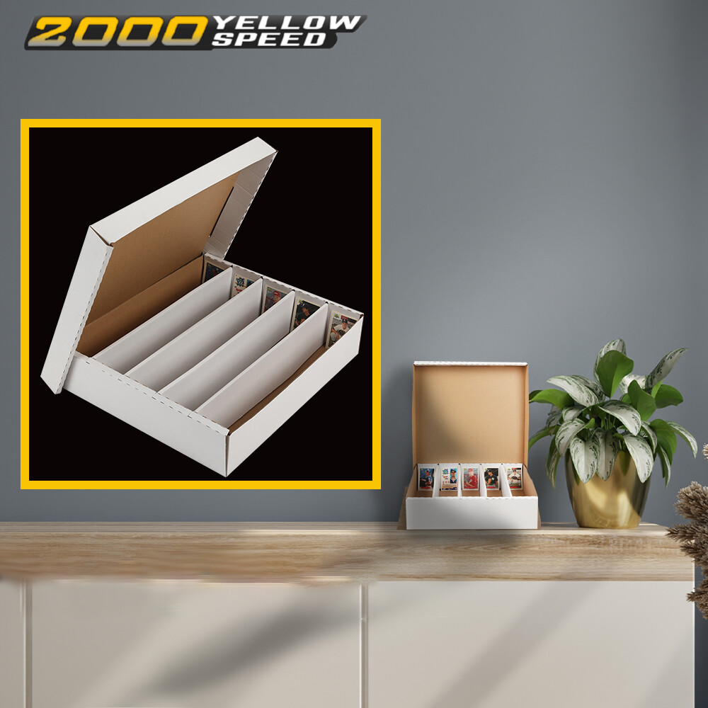 (1) 5000 COUNT 5 ROW HALF LID TRADING CARD CARDBOARD STORAGE BOX HOLDER