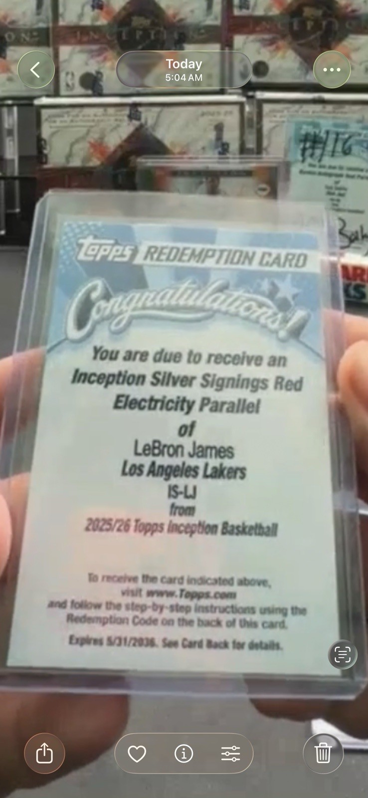 2025/26 Topps Inception Silver Signings Red Electricity Auto Lebron James /16