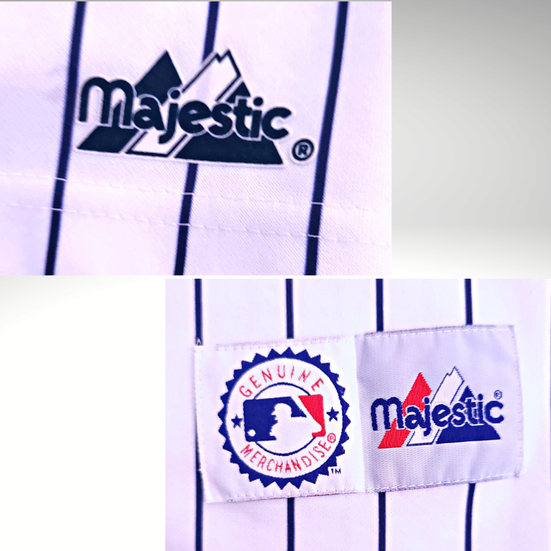 Vintage Majestic White Pin Striped New York Yankees Sewn Jersey Size XXL USA