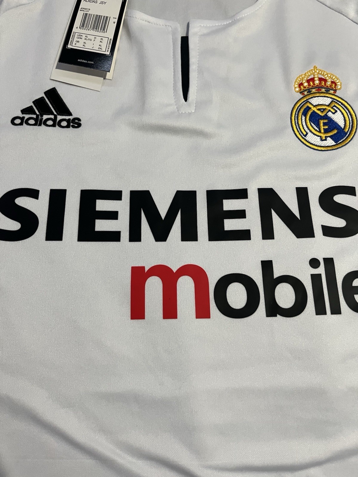 Real Madrid Soccer Jersey Shirt White SIEMENS Mobile size XL