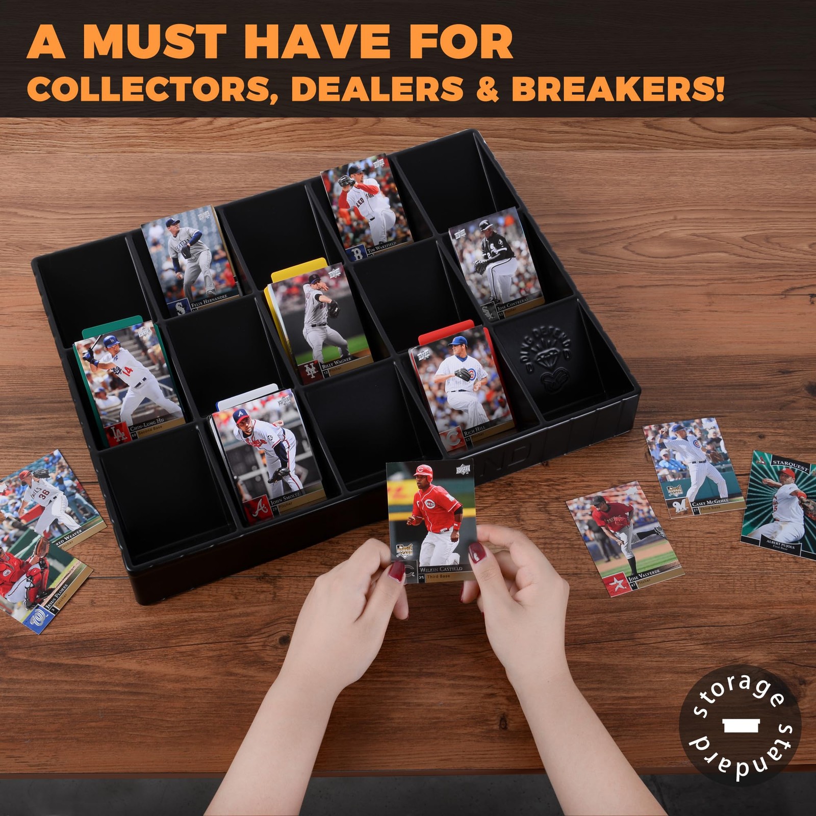 2 Pack Card Sorting Tray – Stackable Trading Cards Organizer, 15-Compartment …