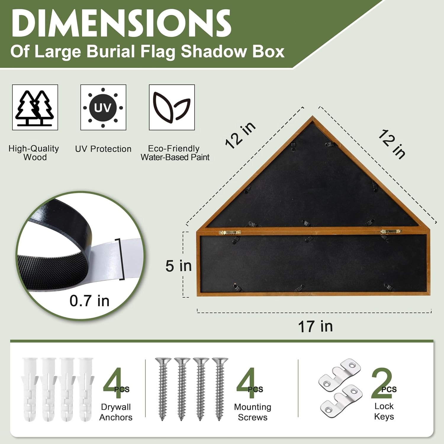 Flag Display Case for 3×5 US Flag Wall Mount Memorial Memorial Veterans
