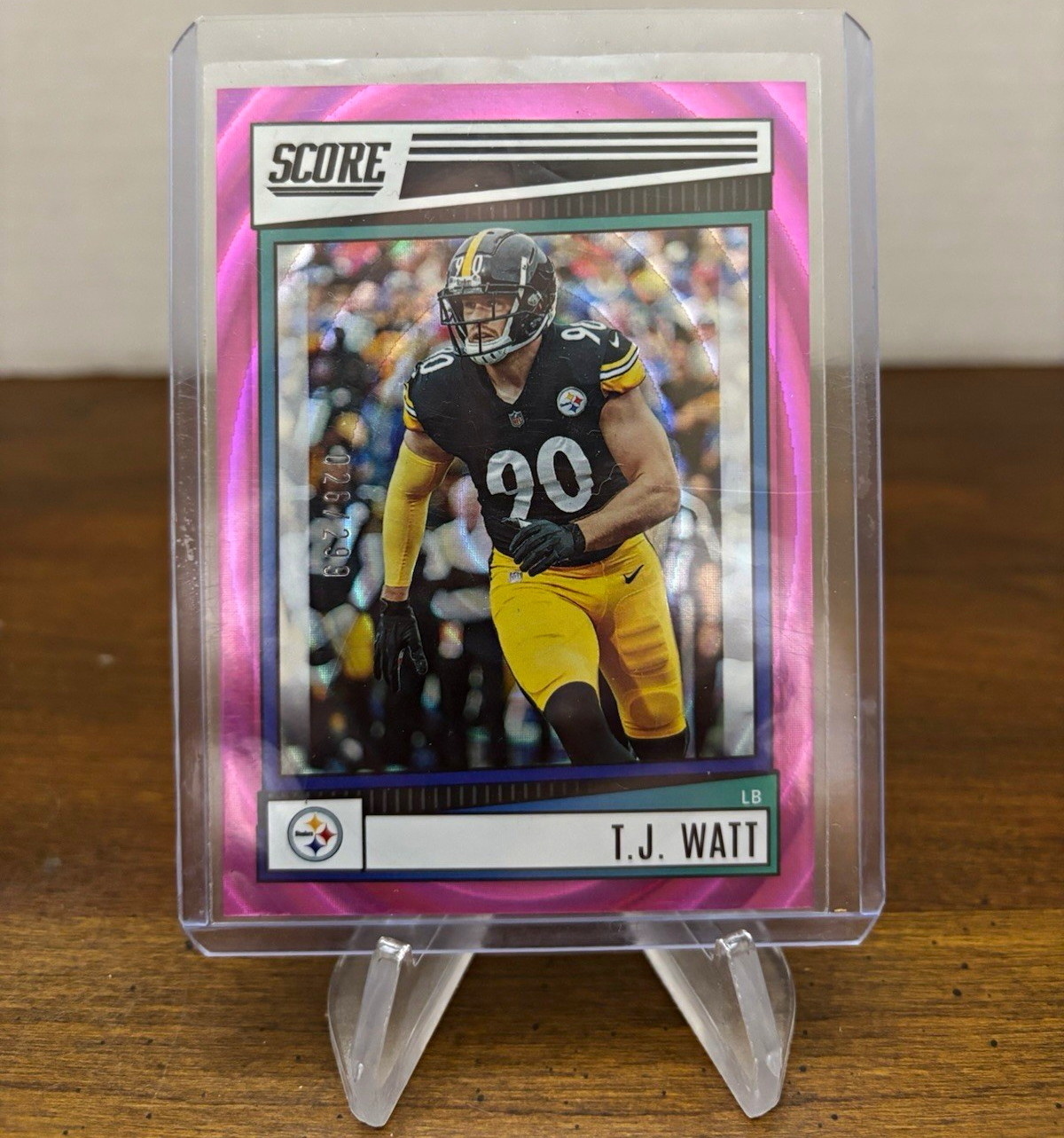 Panini 2022 Score T.J. Watt Steelers #216 Pink Parallel Serial /299