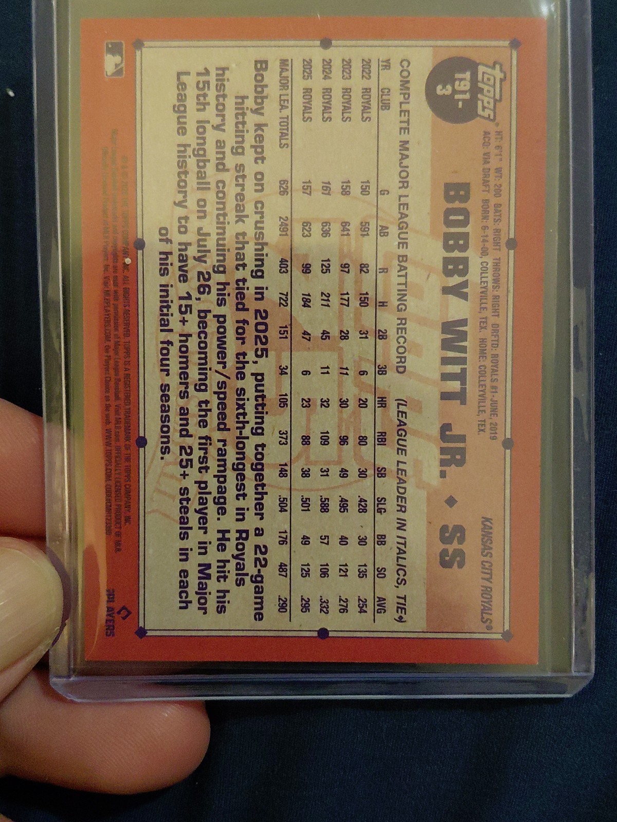 2026 Topps S1 Bobby Witt Jr Gold 1991 SSP 30/50 # T91-3 Royals + bonus card