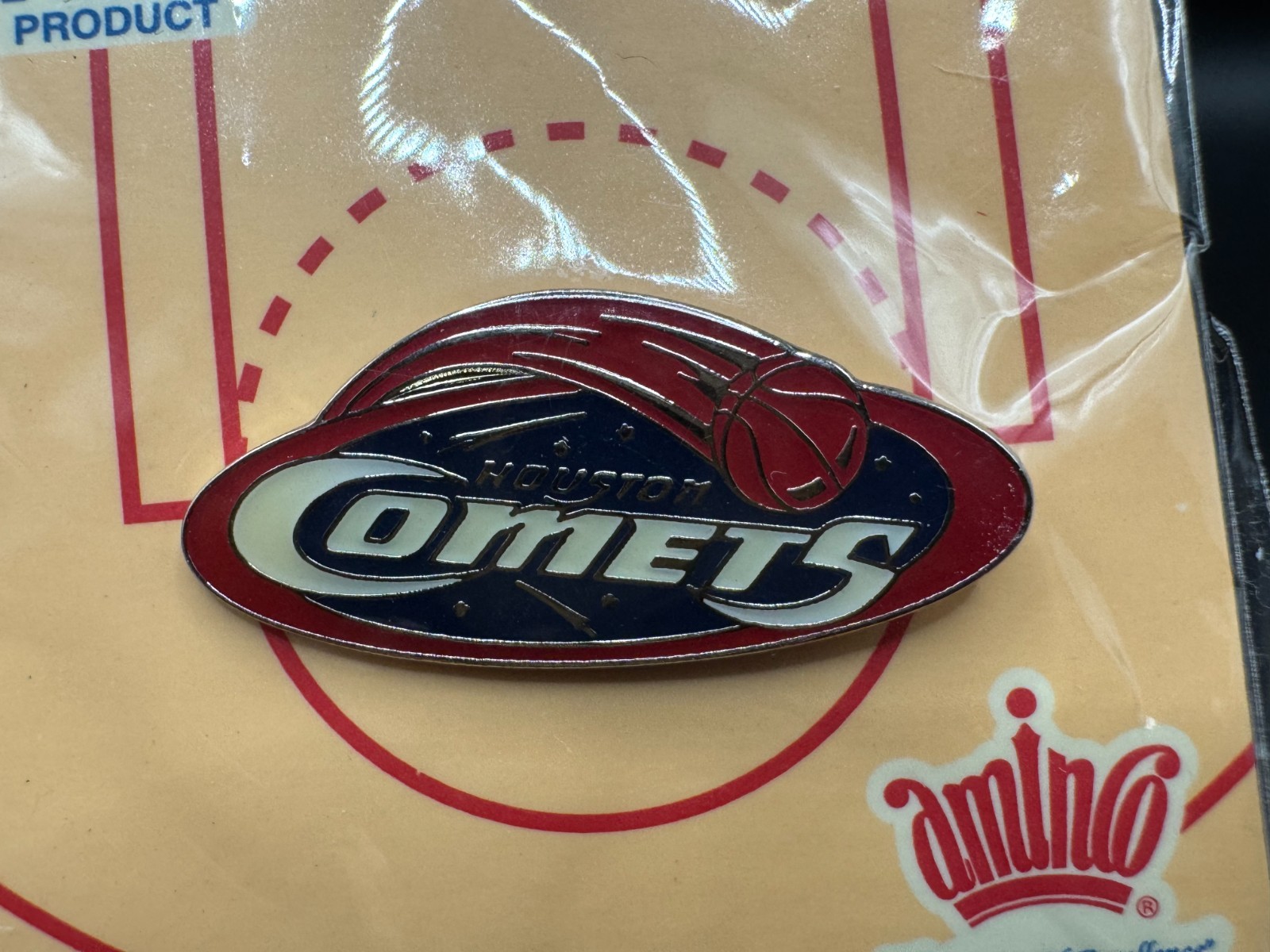 Houston Comets Logo Pin WNBA Aminco Official Licensed Product NOS Sealed Rare