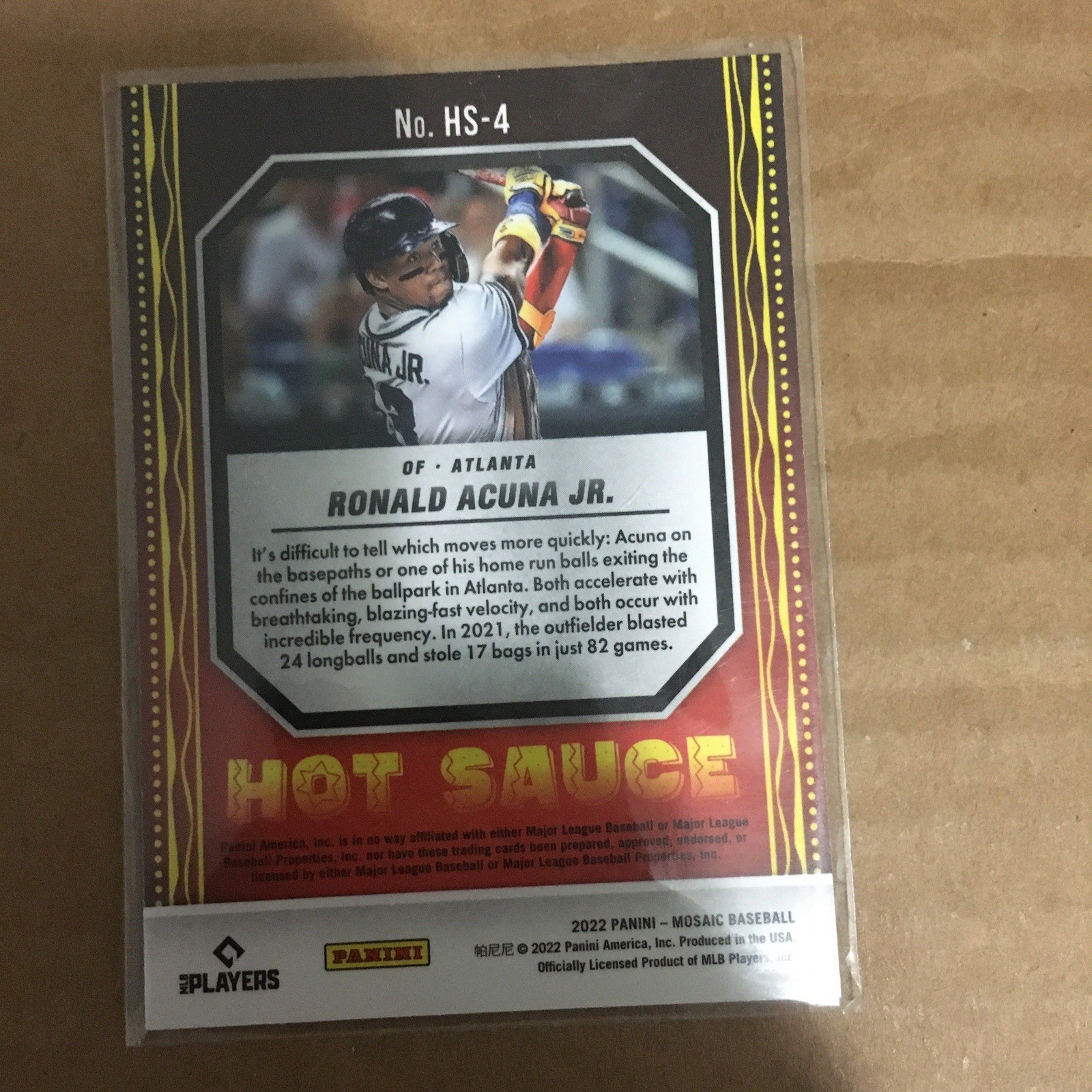 Panini 2022 Mosaic Ronald Acuna Jr. Hot Sauce Insert Atlanta Braves #HS-4