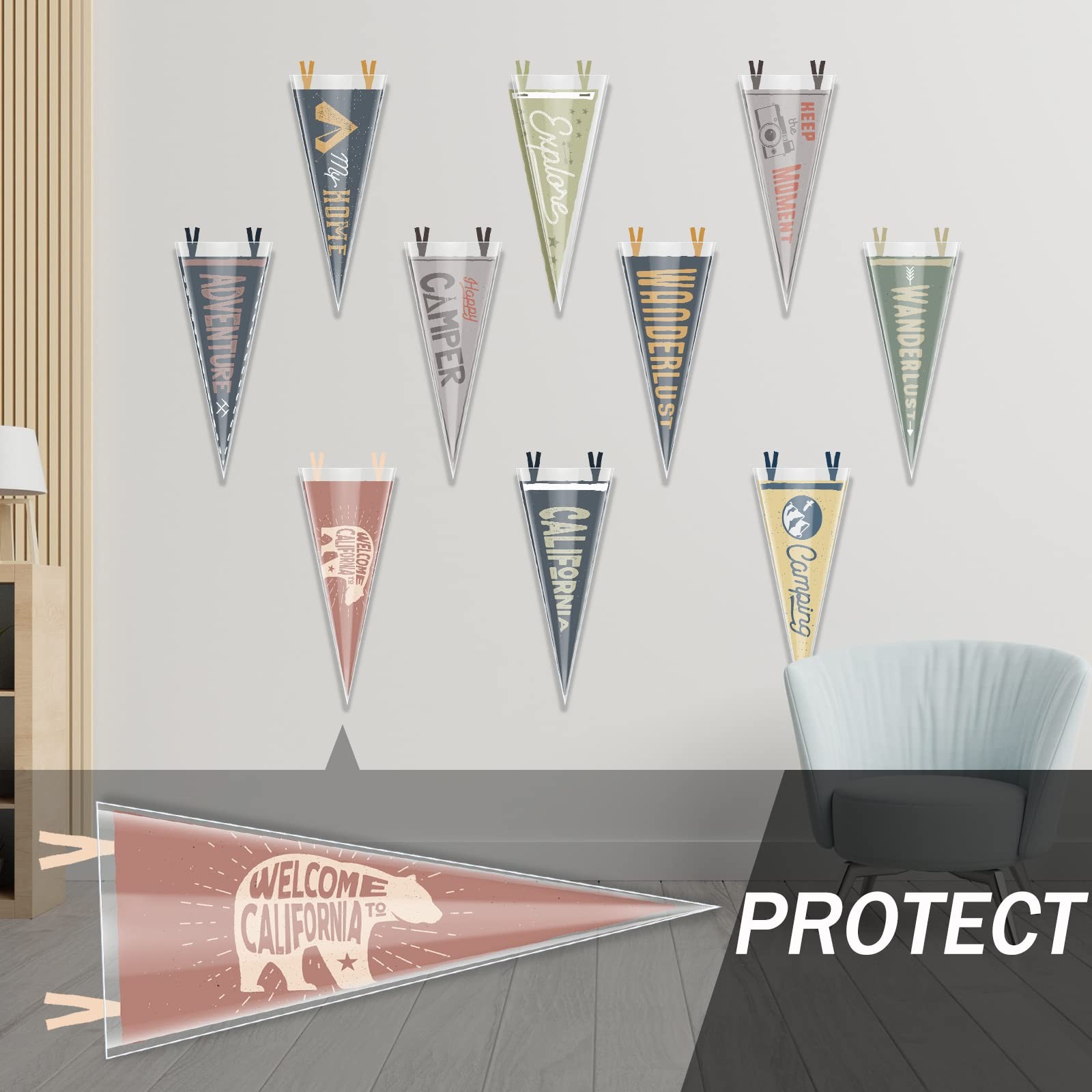 24 Pcs Protective Sleeves for Pennants Display 12″ X 30″ Pennant Holder Top Load