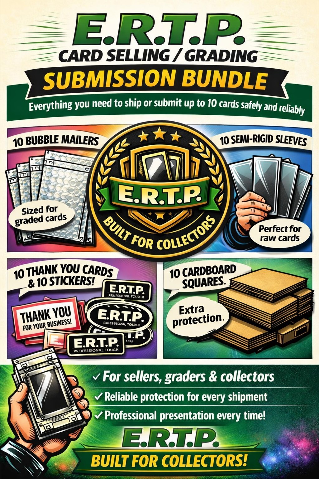 E.R.T.P. Card Grading Submission/Card Selling/Vending/Rip And Shipper *Bundle.*