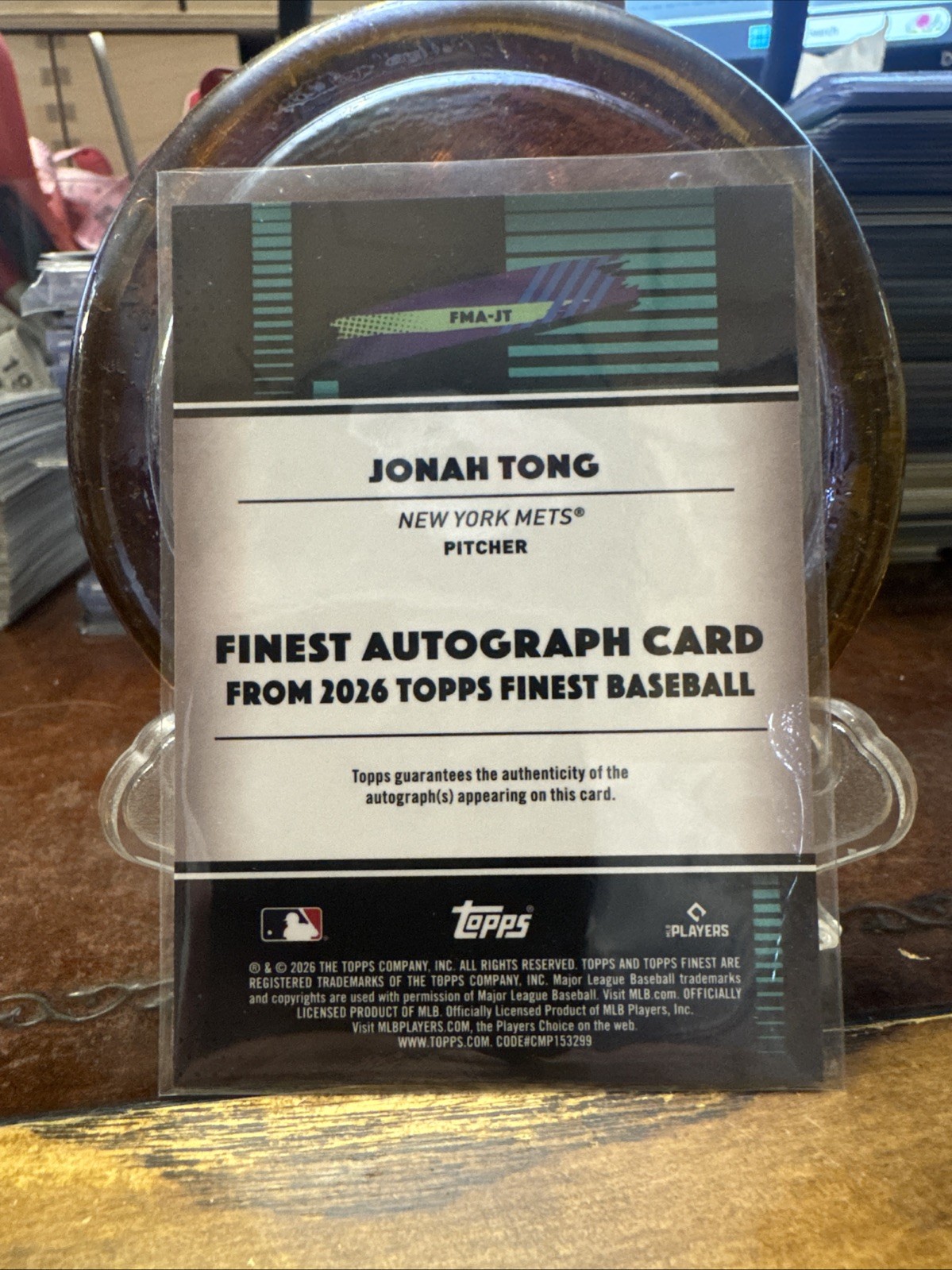 2026 Topps Finest Baseball Jonah Tong Rookie Aqua Mini Diamond Auto 010/199