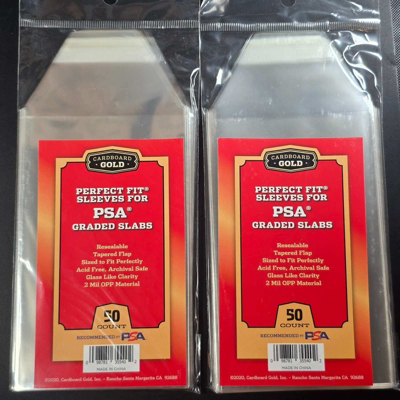 100-Perfect Fit Sleeves For PSA Graded Slabs Two 50 Ct Packs PSA logo on Sleeve