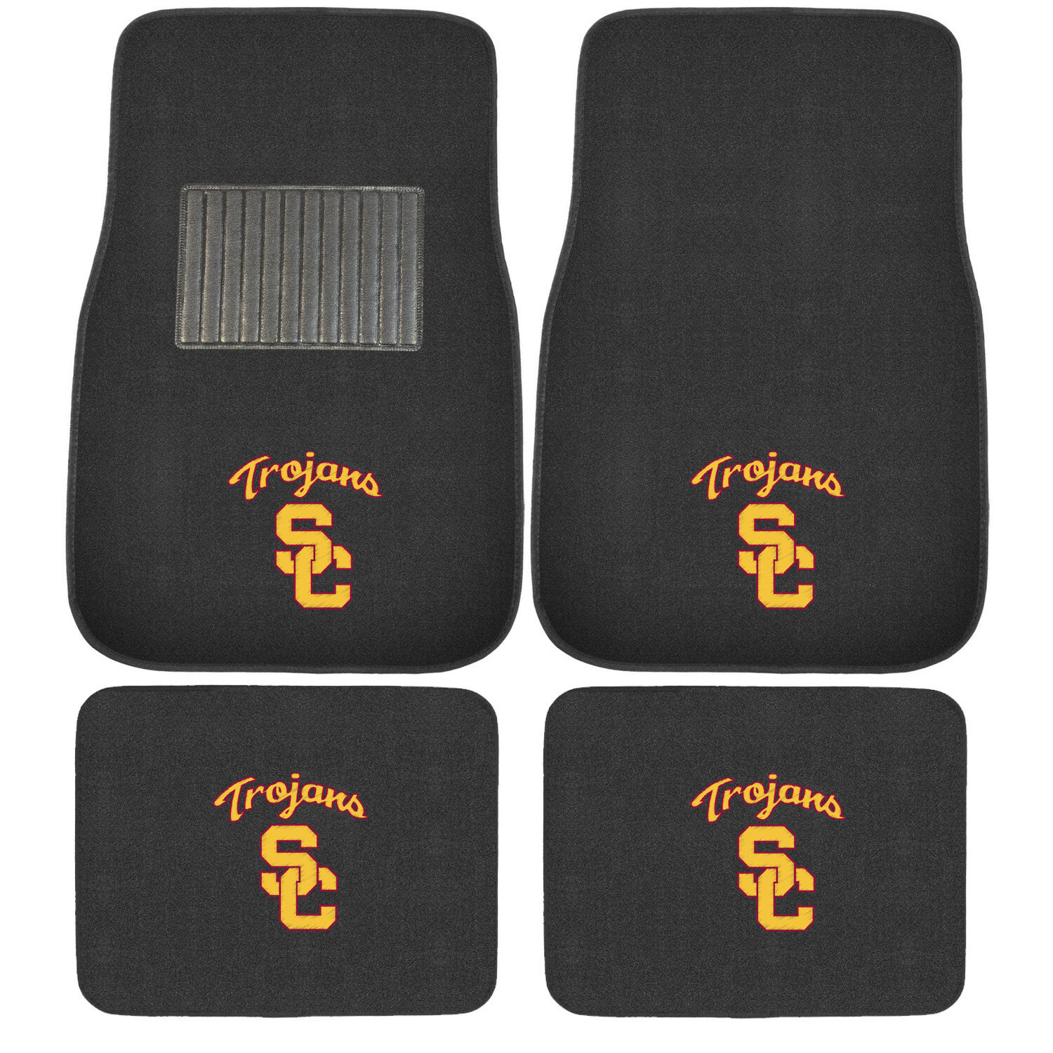 4PC NCAA USC Trojans Car Truck Black All Weather Carpet Floor Mats