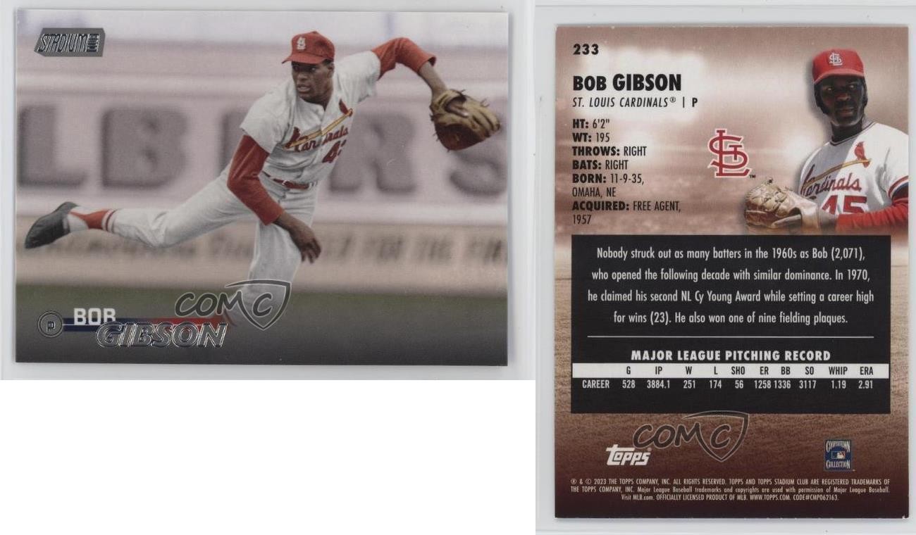 2023 Topps Stadium Club Bob Gibson #233 HOF 1sr5