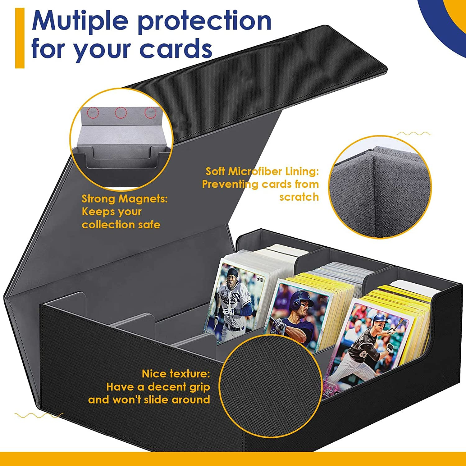 Trading Card Deck Box Game Card Holds 1800+ Cards Closure Storage Dustproof US