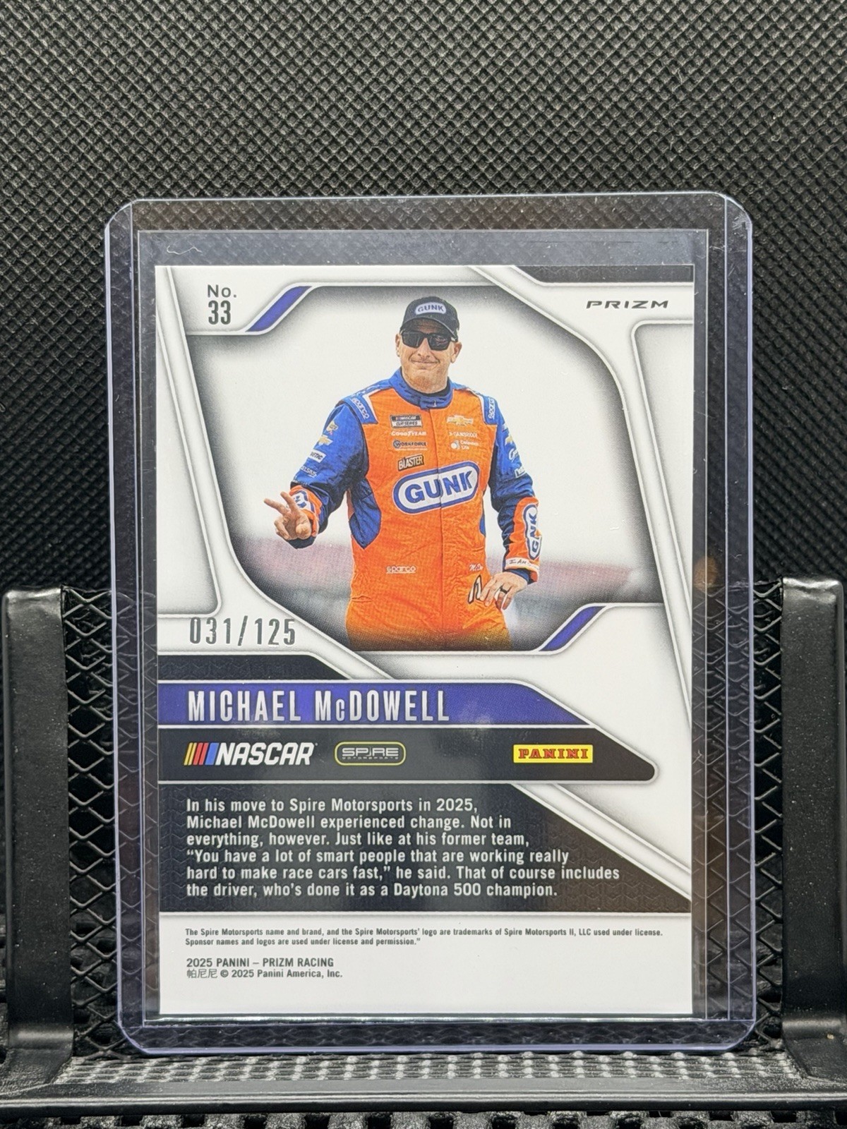 Michael McDowell 2025 Prizm Racing – Orange Wave #31/125 – #33 Driver