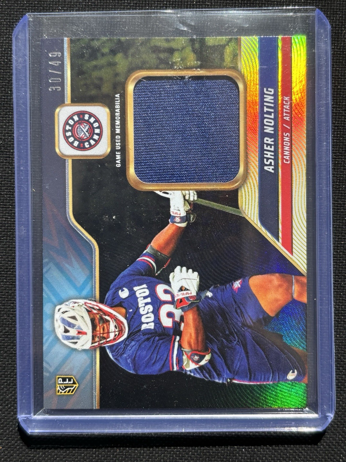 Asher Nolting 2024 Premier Lacrosse League PLL Game Worn Jersey Relic Card 30/49