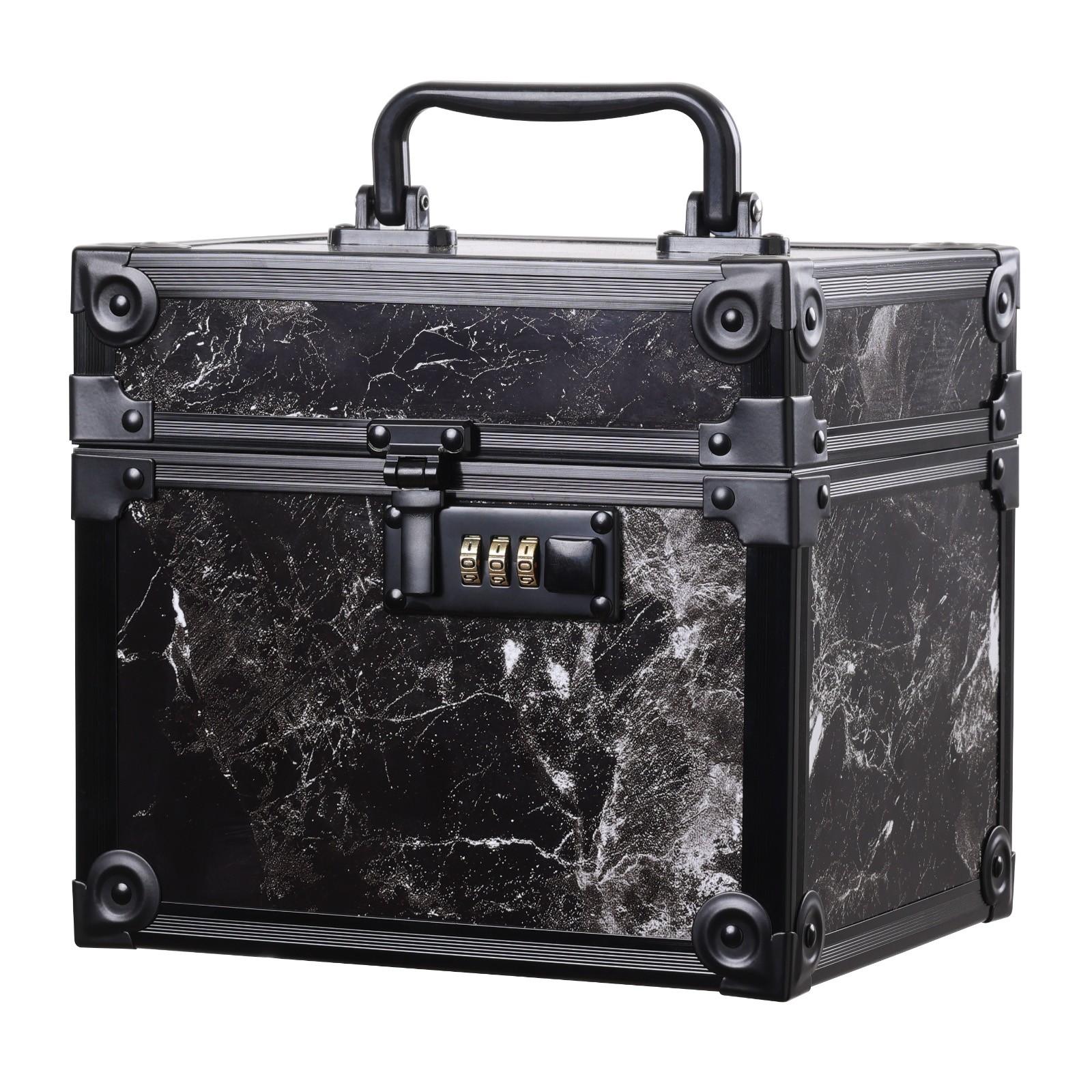 Portable Marble Trading Card Case 2 Slots w/ Combination Lock Hold 60 PSA Cards
