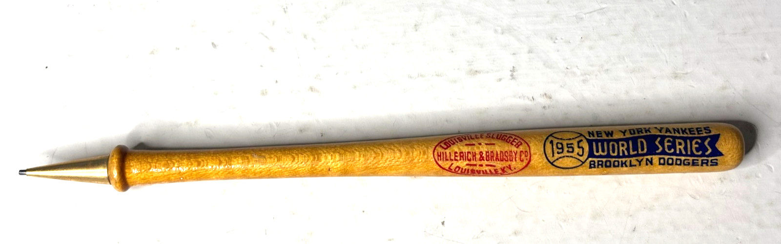 1955 World Series Yankees Brooklyn Dodgers Baseball Bat Pencil on Card No Pen
