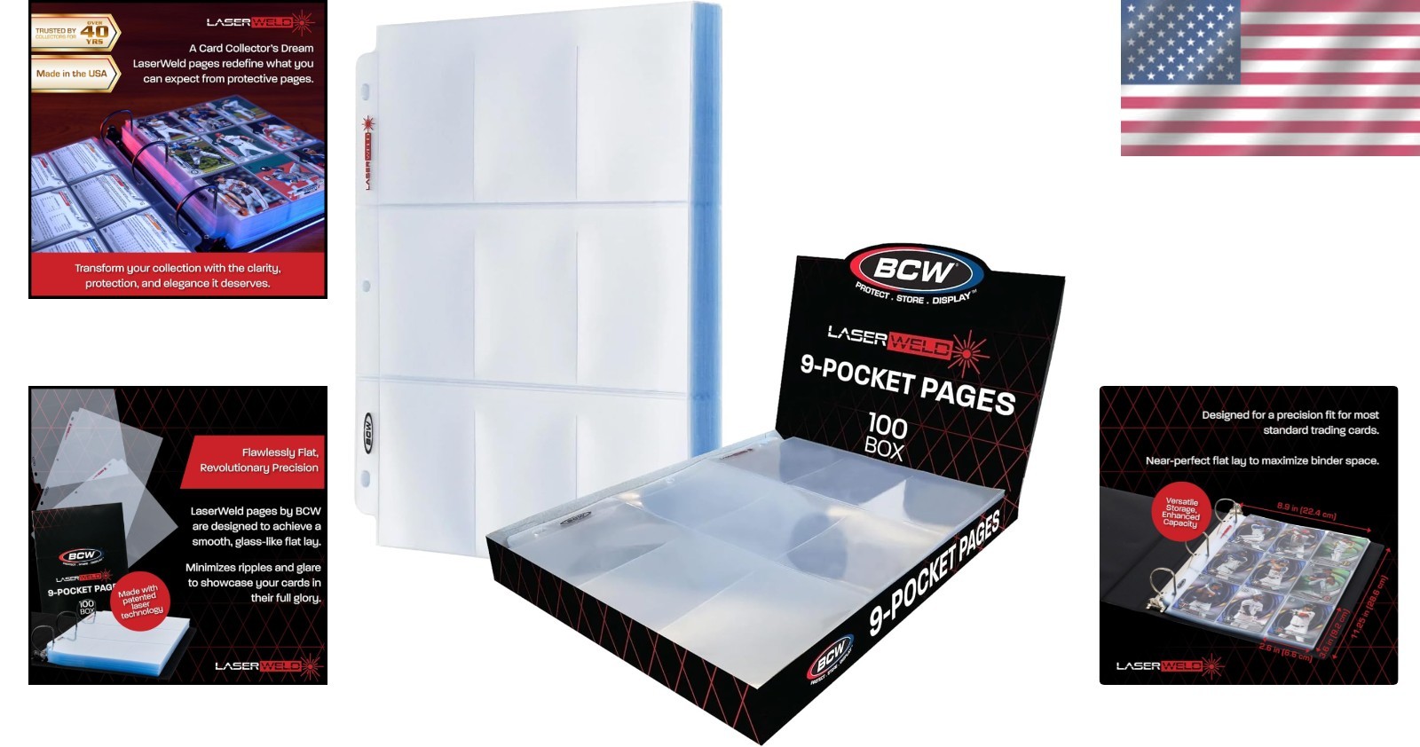 Crystal Clear 9 Pocket Pages – 100 Count Durable Card Sleeves for Organizing