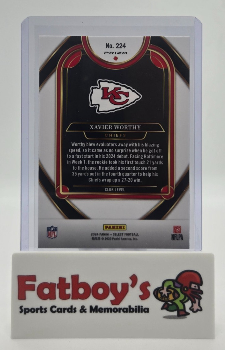 2024 Panini Select Xavier Worthy Club Red & Yellow Shock Parallel Rookie Card