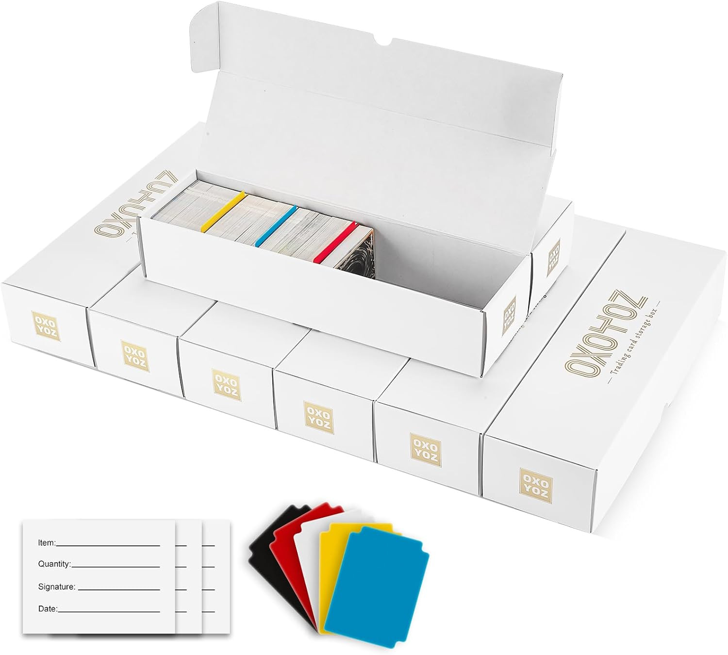 Trading Card Storage Box, 8 Pack 5 Color Dividers 9 Label Stickers 30 Dividers,