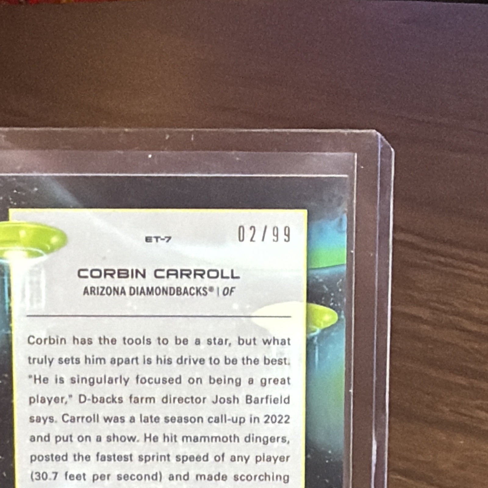 Topps 2023 Cosmic Chrome Extraterrestrial Talent Corbin Carroll RC ET-7 2/99