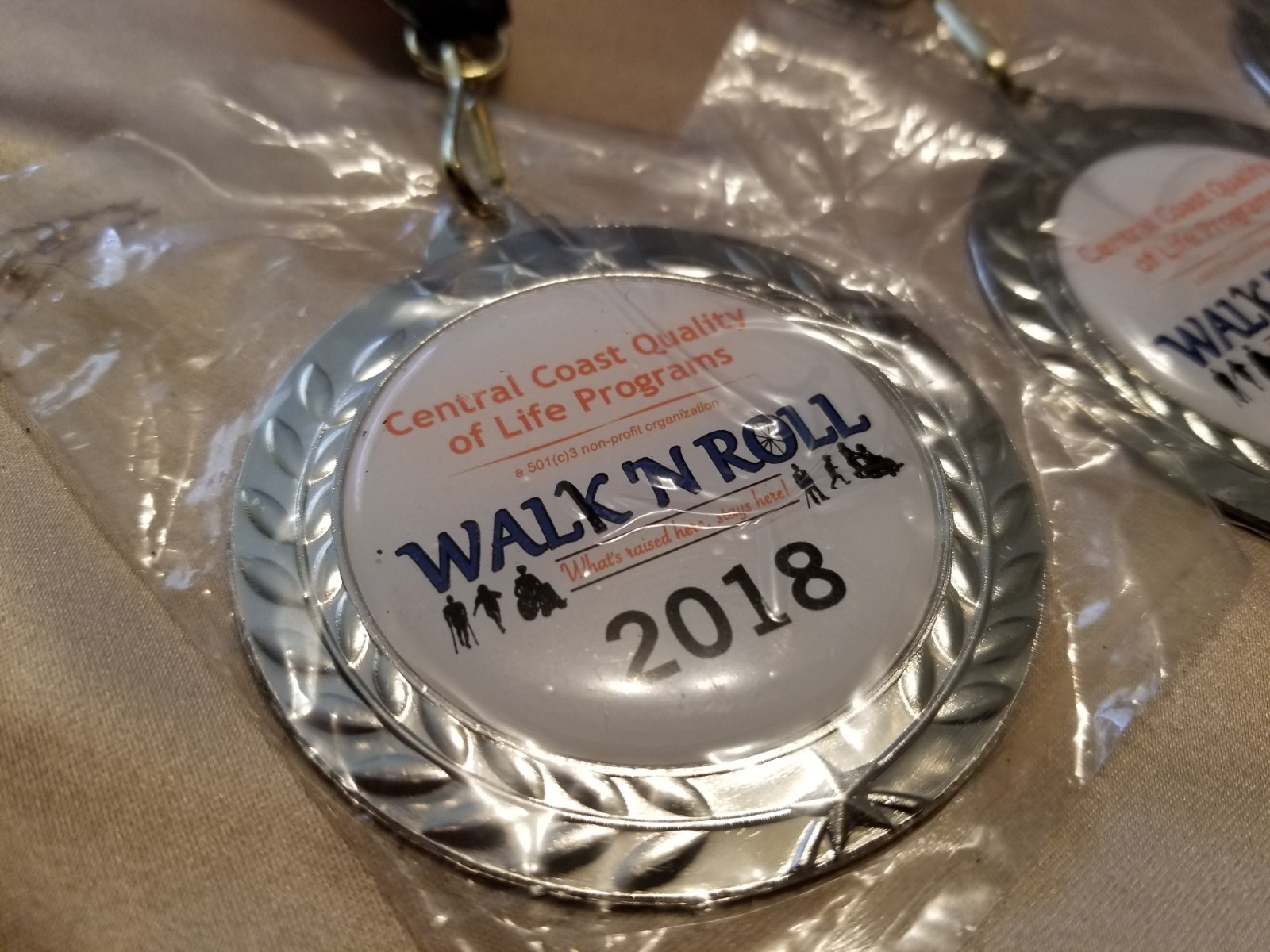 Lot of 3 Walk N Roll 2018 Central Coast Quality Of Life Medals & Ribbons R