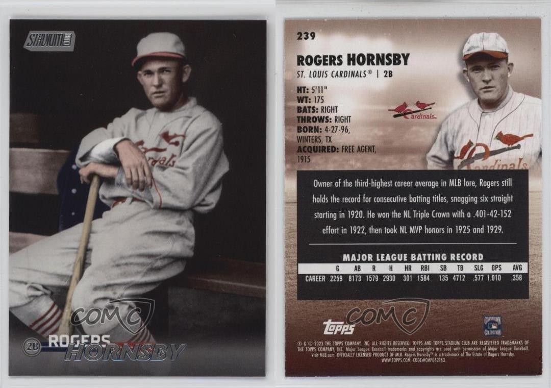2023 Topps Stadium Club Rogers Hornsby #239 HOF 1sr5
