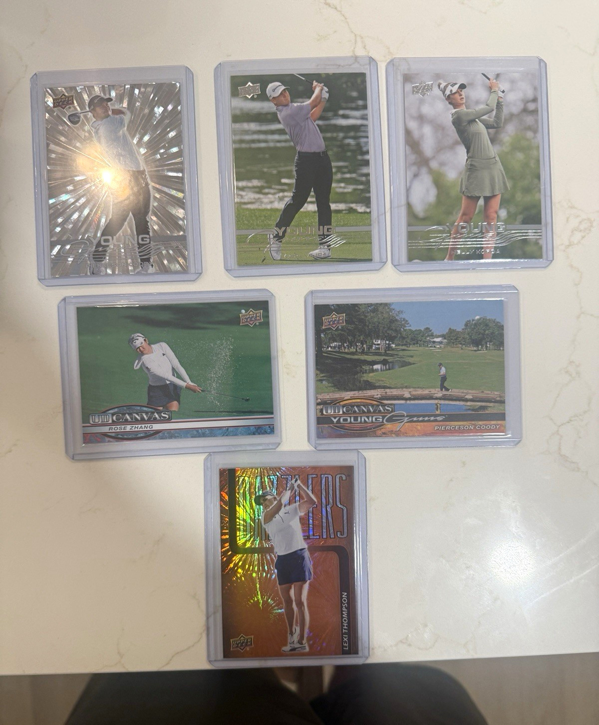 Upper Deck 2026 PGA Golf 6-Card Lot Young Guns UD Canvas Korda, Vilips, Coody