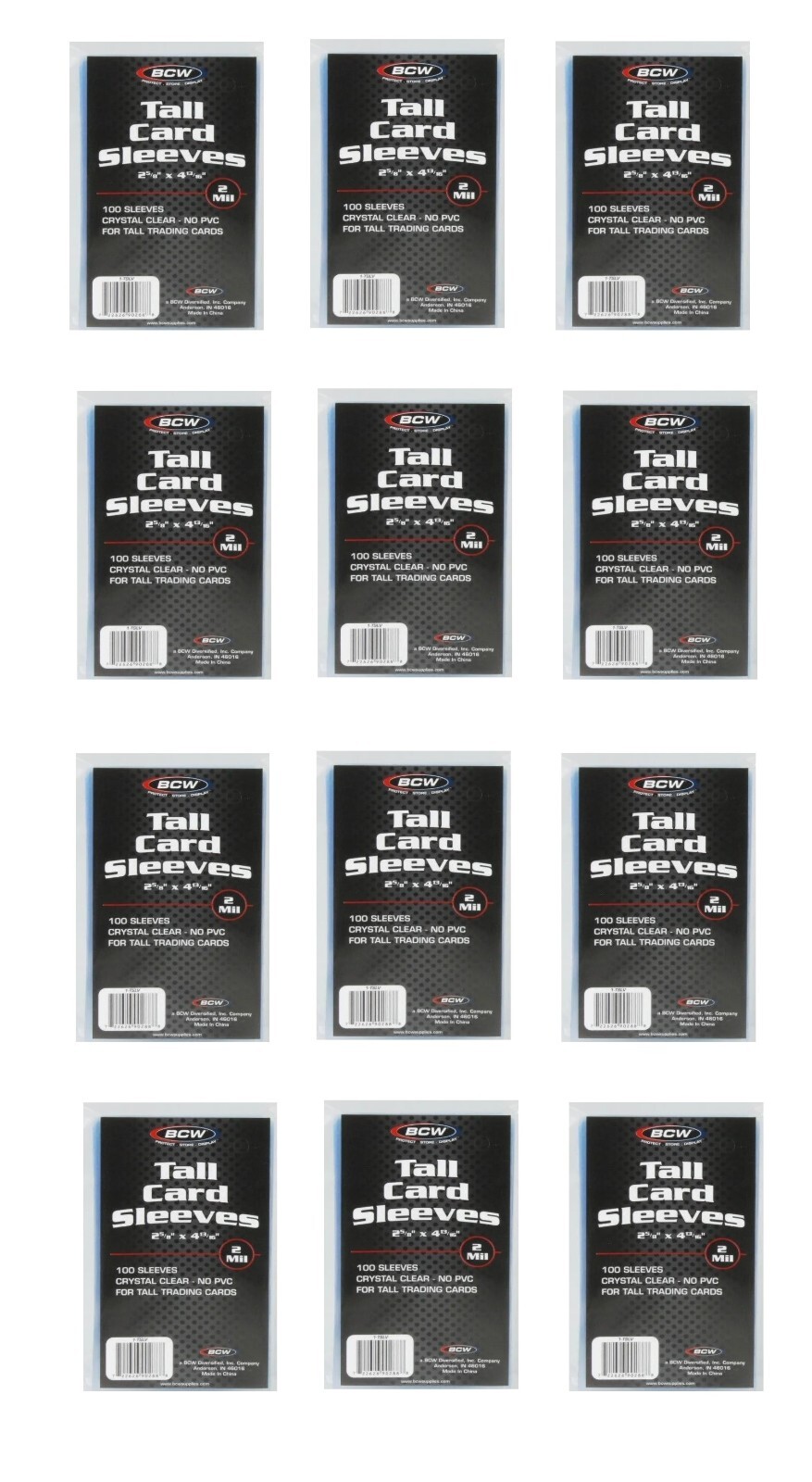 (1200 Sleeves) BCW Tall Soft Card Sleeve Widevision / Gameday / Extra Tall Cards