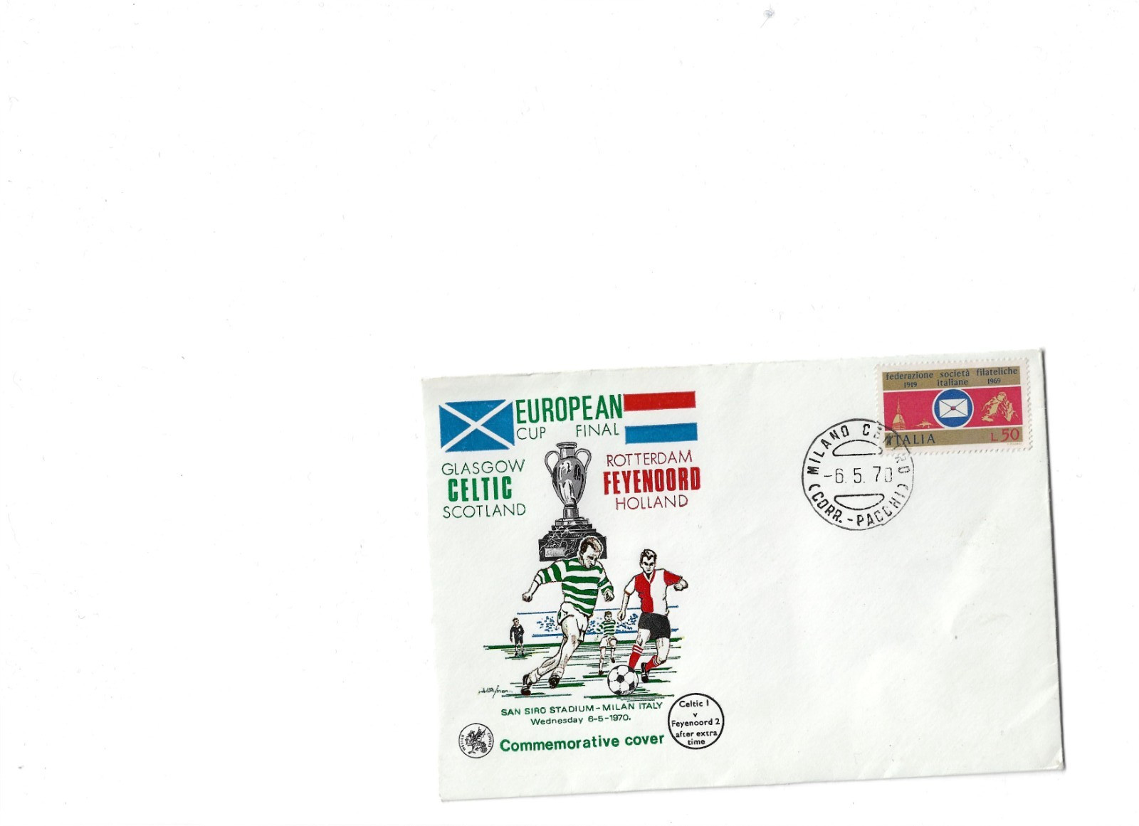 CELTIC v FEYENOORD EUROPEAN CUP FINAL 6/5/1970 FIRST DAY COVER WESSEX COVERS