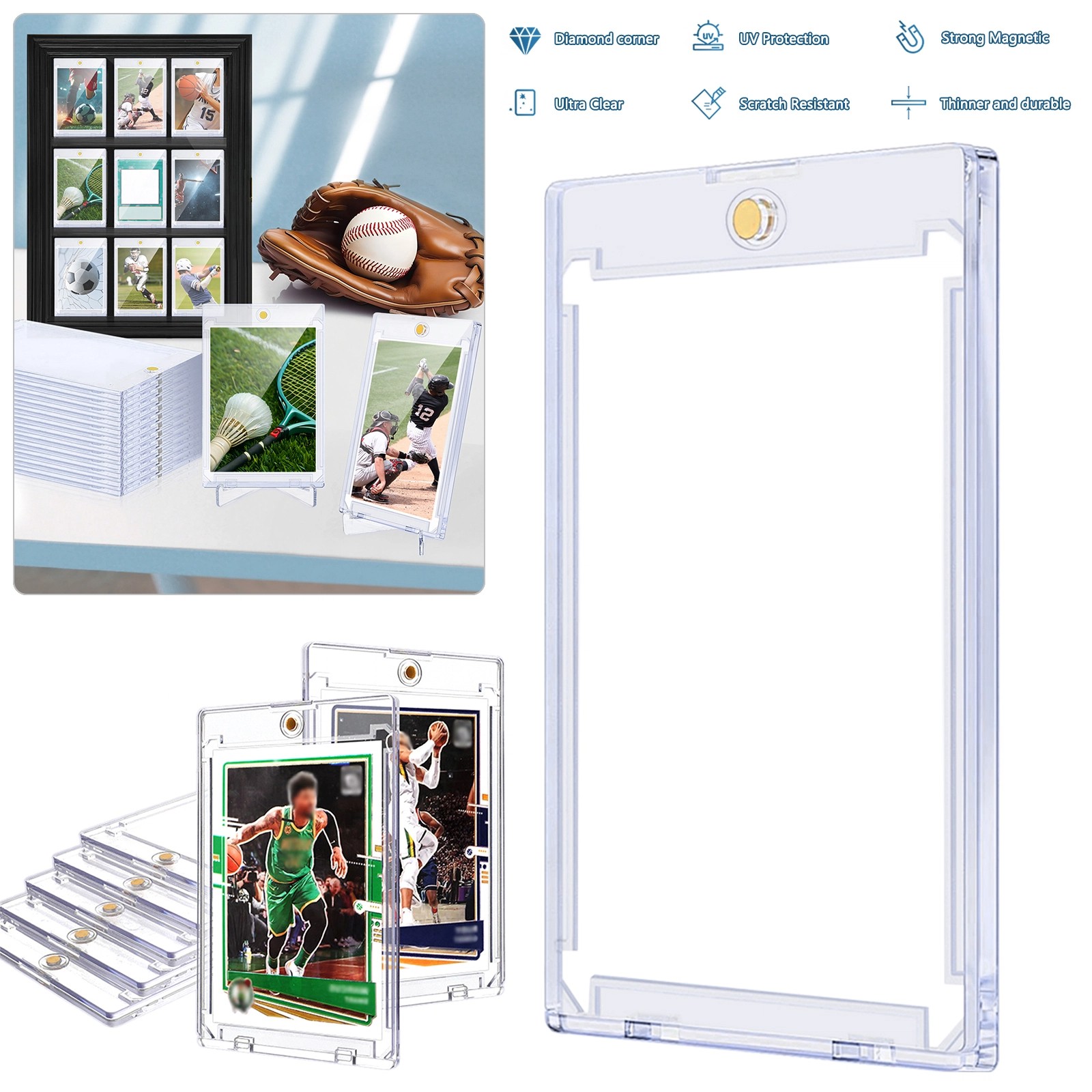 Slim Magnetic Card Holder for Trading Card, Sport, Game, Football, Baseball Card