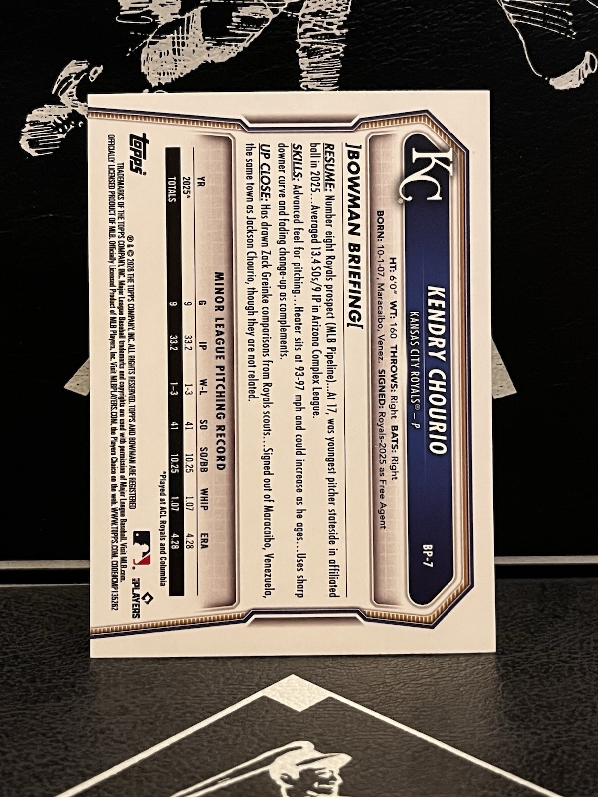 Bowman 2025 1st Bowman Prospects Kendry Chourio Royals BP-7 Blue /150