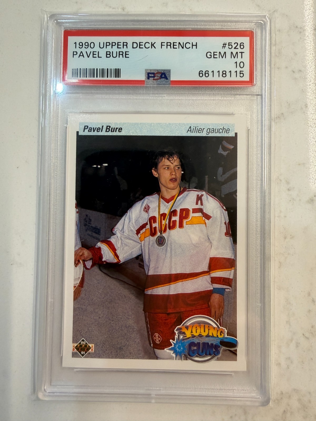 1990-91 Upper Deck FRENCH Young Guns #526 Pavel Bure RC ROOKIE PSA 10 GEM MINT